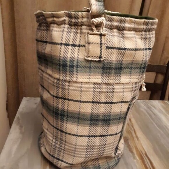 Plaid Retro Plaid Tote Double handle Bucket Shoulder Bag Purse Green Ivory LRG - Picture 9 of 11